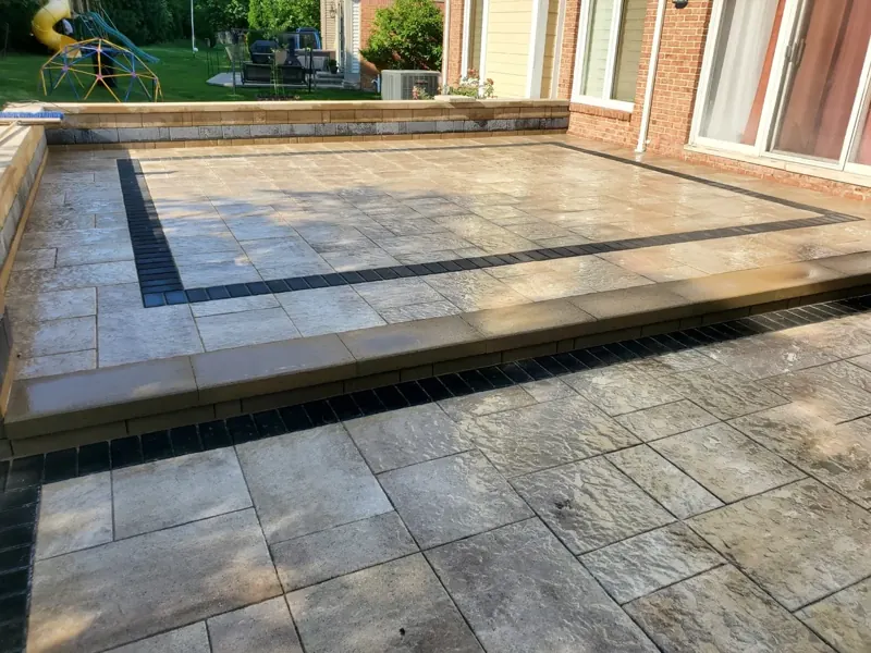 Large-format pavers with contrast border