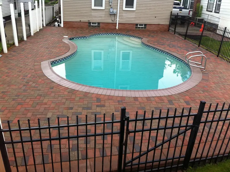 Brick paver pool deck